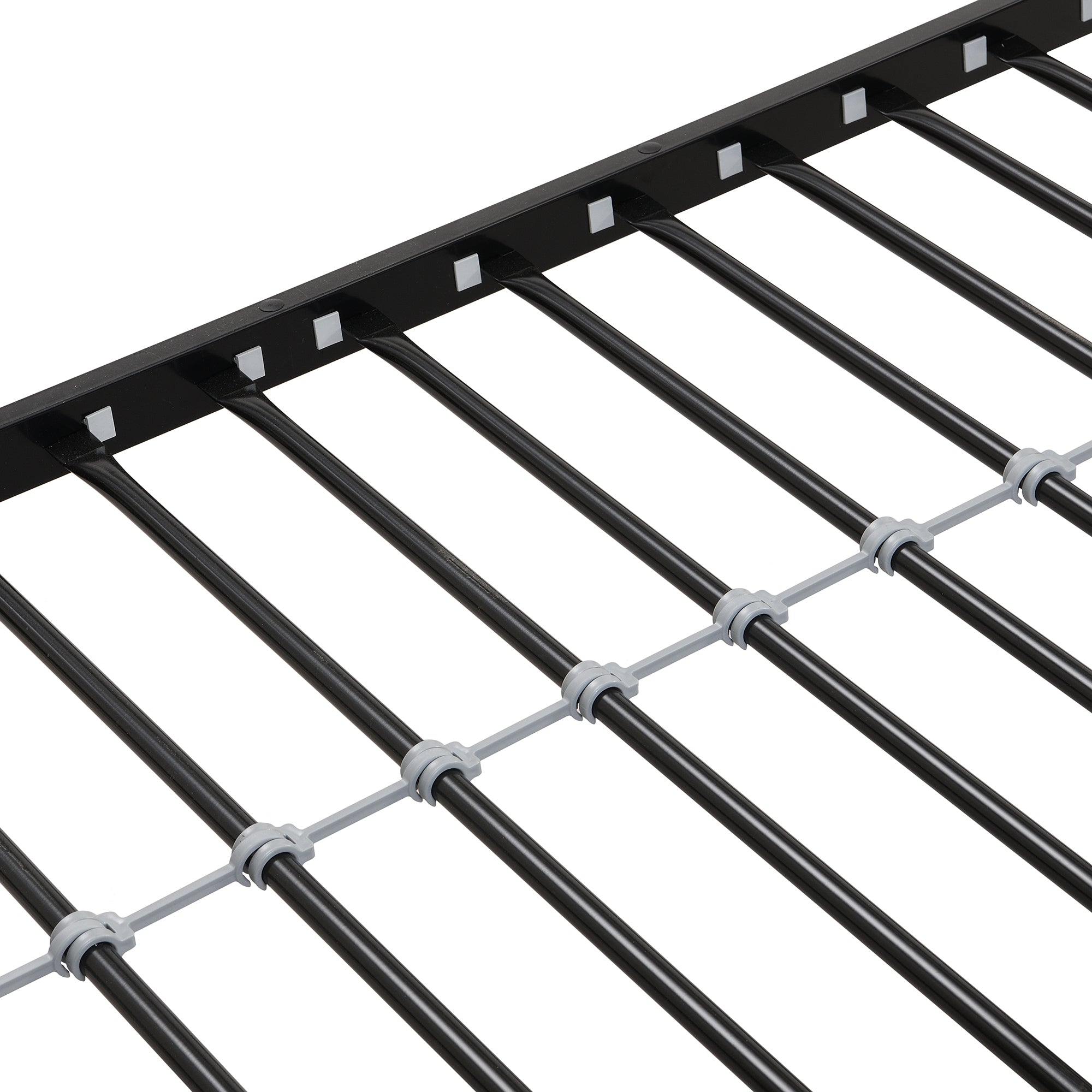 Modern Twin Over Full Metal Bunk Bed with Trundle and Dual Side Ladder, Black & Brown MDF and Metal Design, Easy Assembly