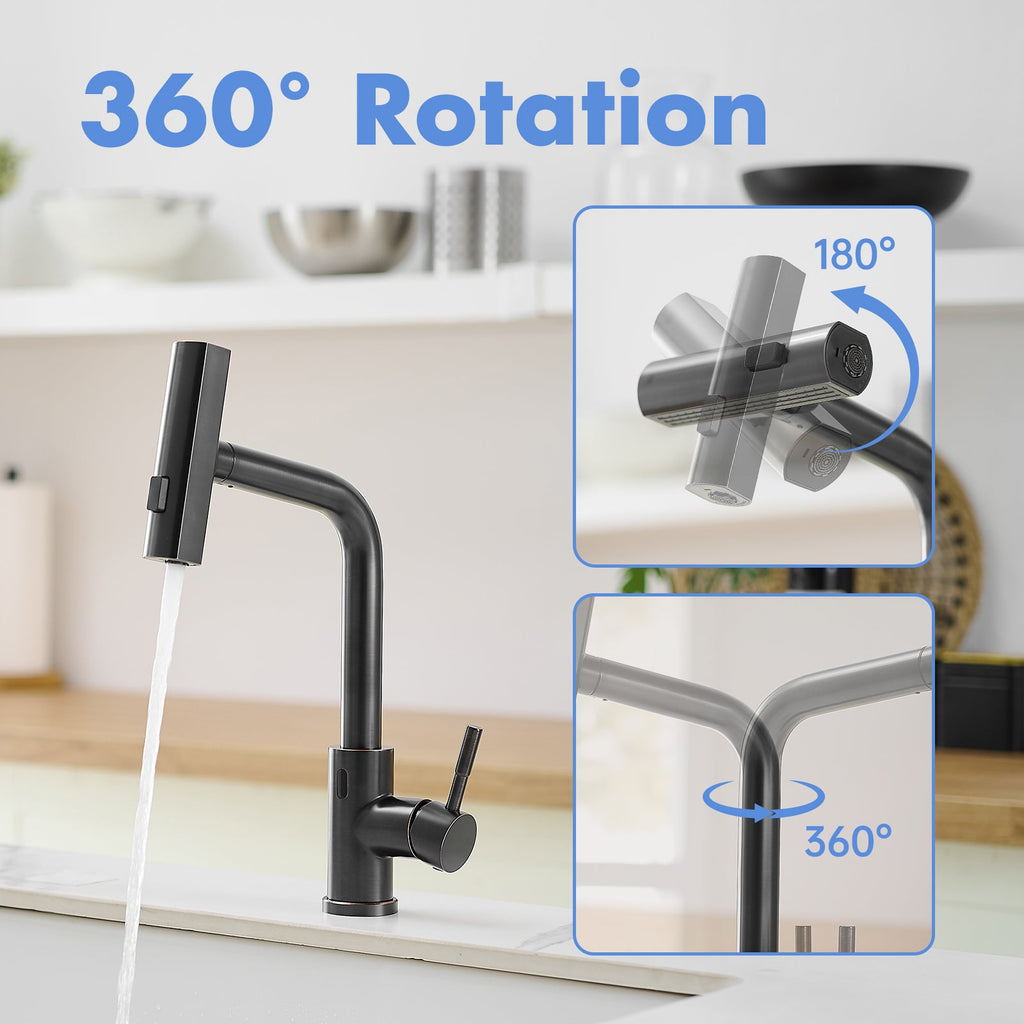 Touchless Kitchen Faucet, Hands Free Automatic Smart Kitchen Faucet, Stainless Steel Touchless Kitchen Faucet