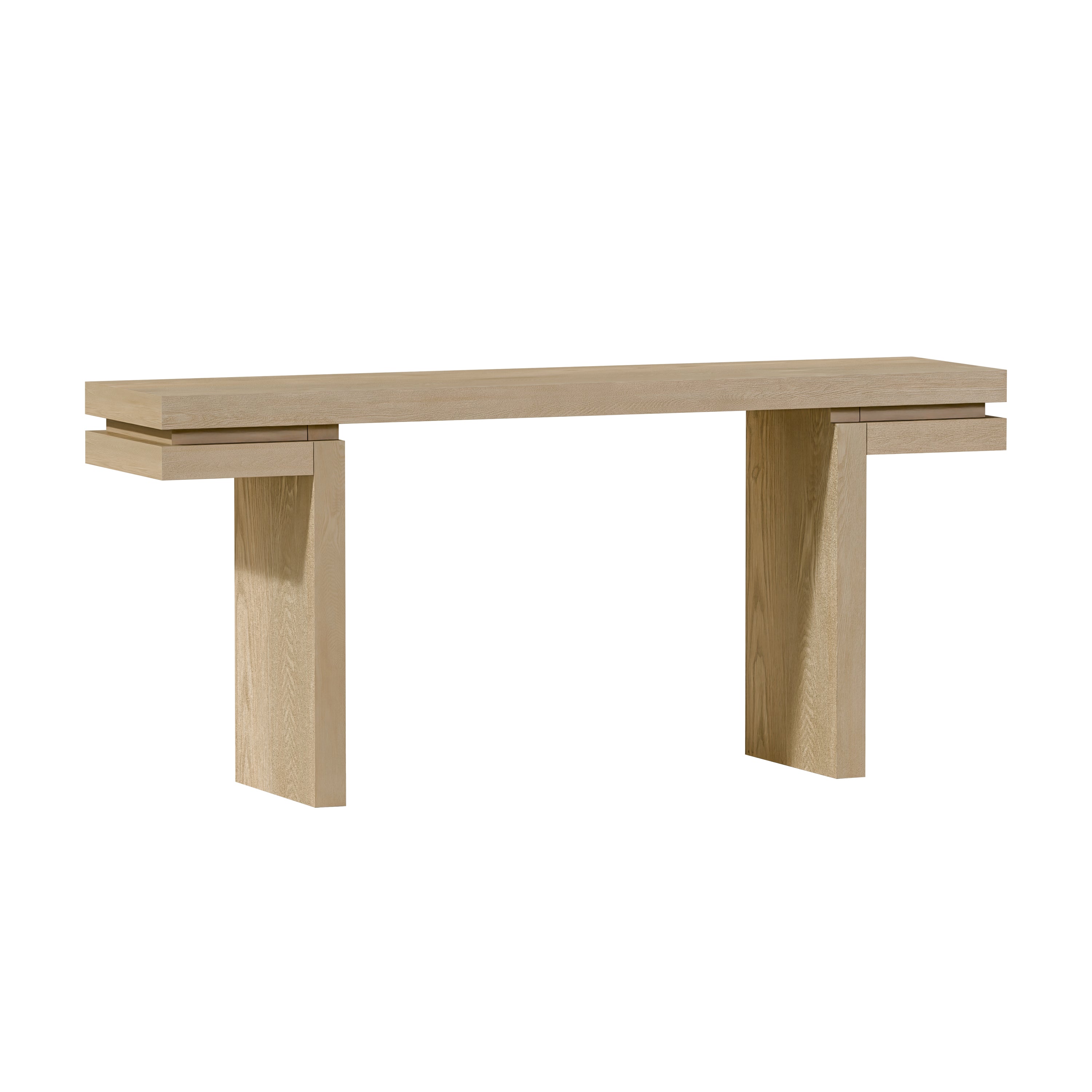 66' Extra Wide Real Wood Veneered Console Table, Minimalist Sofa Table Behind Couch for Entryway, Hallway, Living Room, Home Office, Distressed Oak
