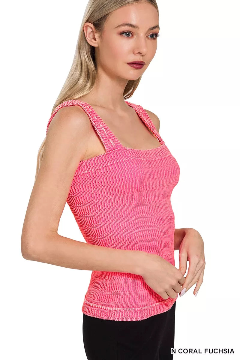 Zenana Seamless Winkle Stone Washed Tank Top