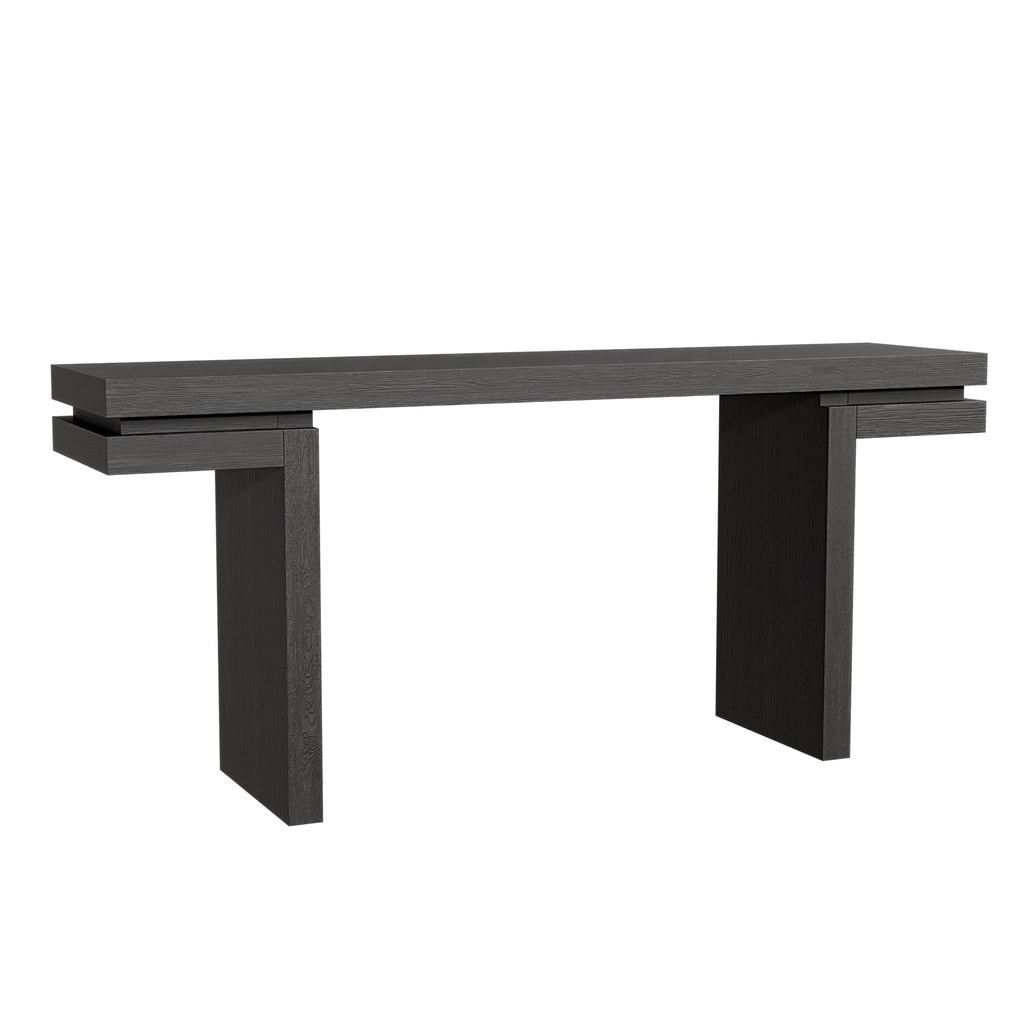 66' Extra Wide Real Wood Veneered Console Table, Minimalist Sofa Table Behind Couch for Entryway, Hallway, Living Room, Home Office, Black