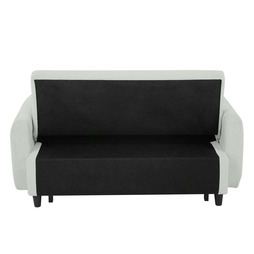 Modern Convertible Pull-out Sofa Bed Loveseat with USB Ports, Light Grey-Green Corduroy, 57.48 Inches