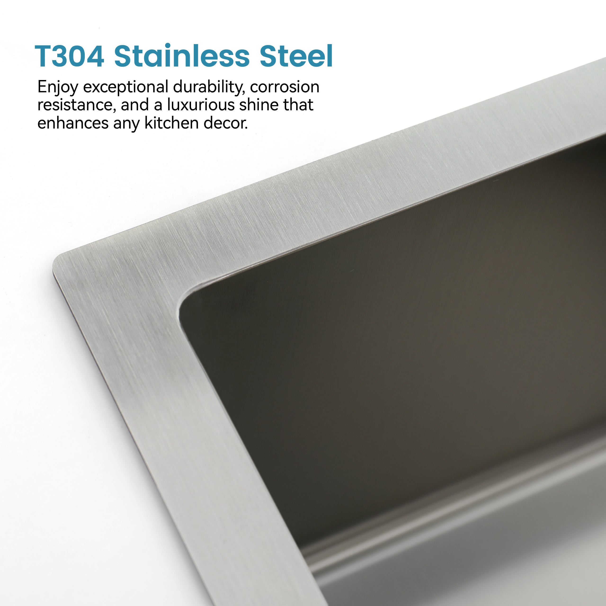 33'x19' Embedded Double Bowl Kitchen Sink, Overmount Handmade Sink in Brushed (Sink only)