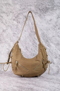 Fame Larger Leather Crescent Shoulder Bag