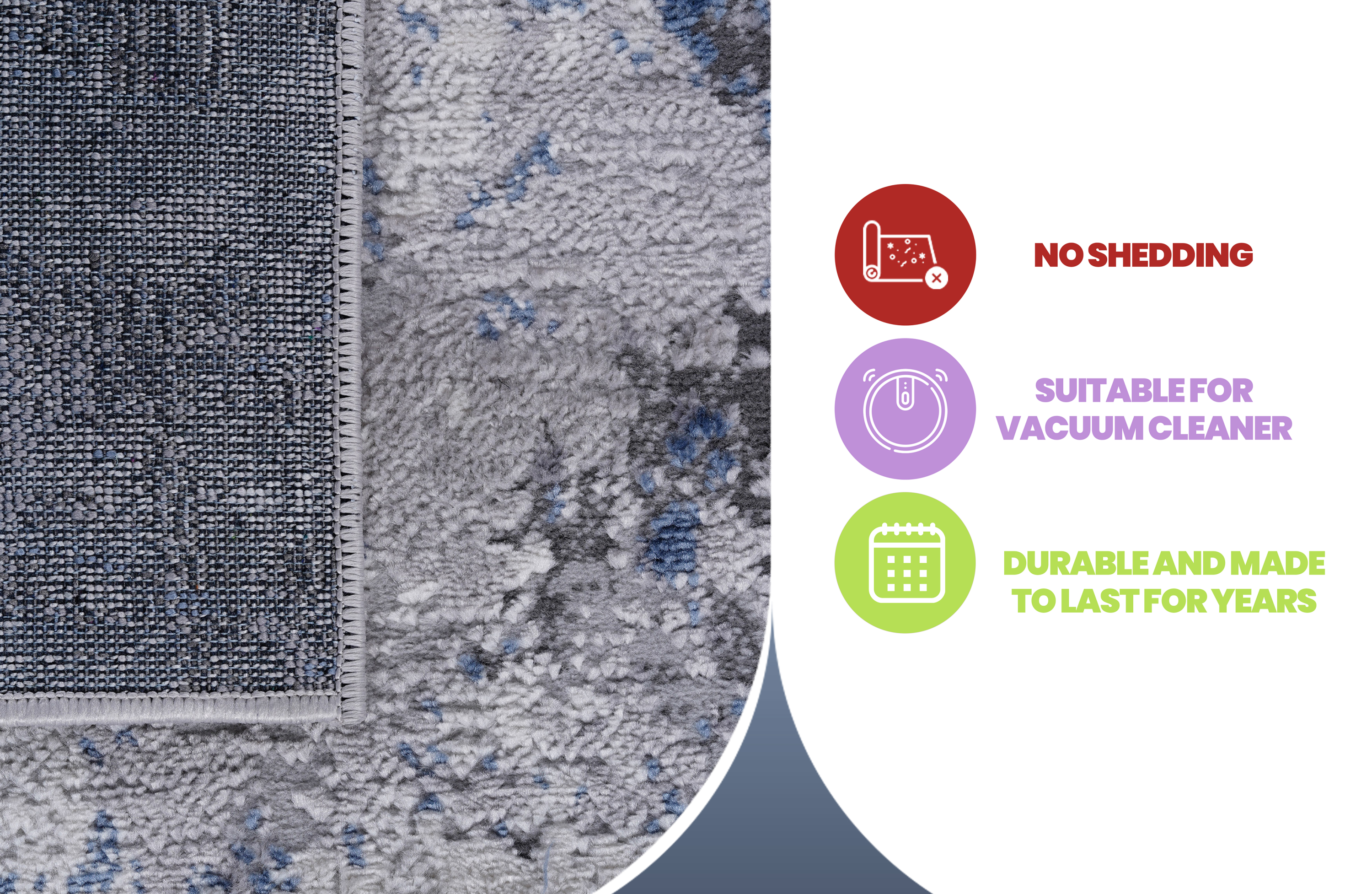 NAAR MARFI Collection 2X8 Silver / Blue / Abstract Runner Rug