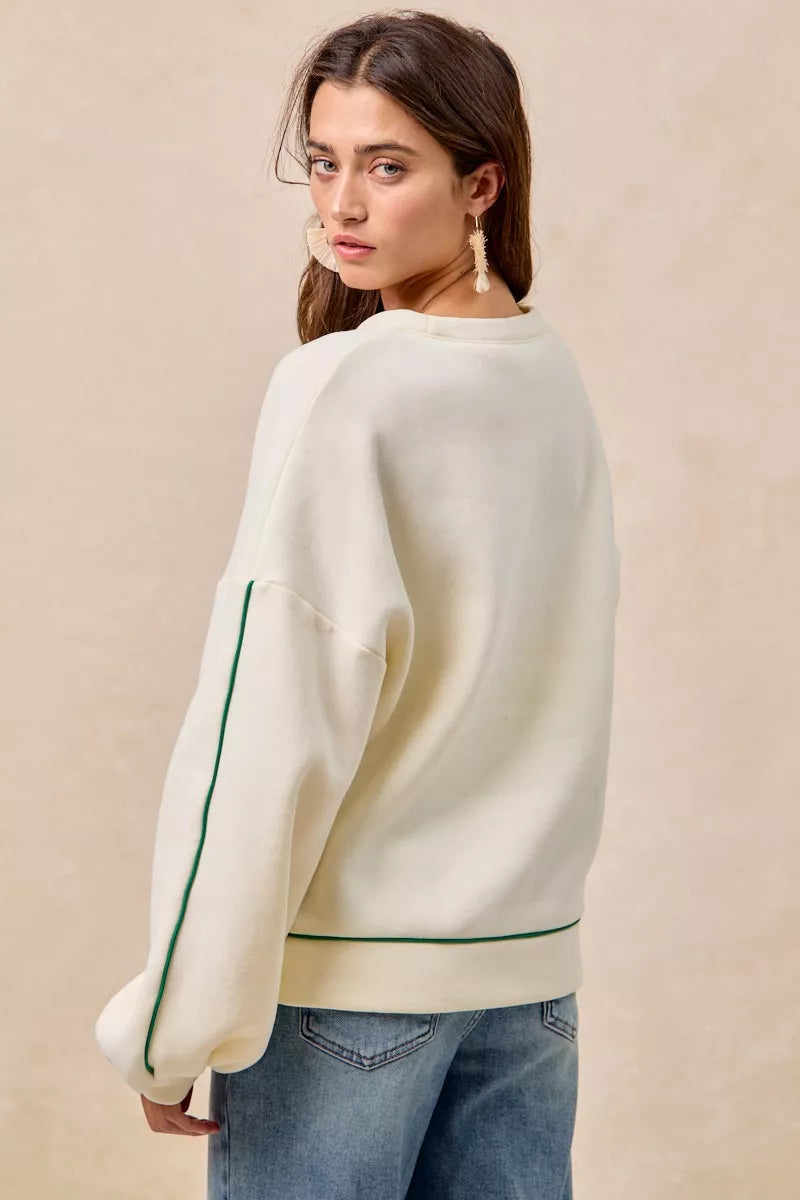 BiBi Cactus Embroidered Fleece Sweatshirt