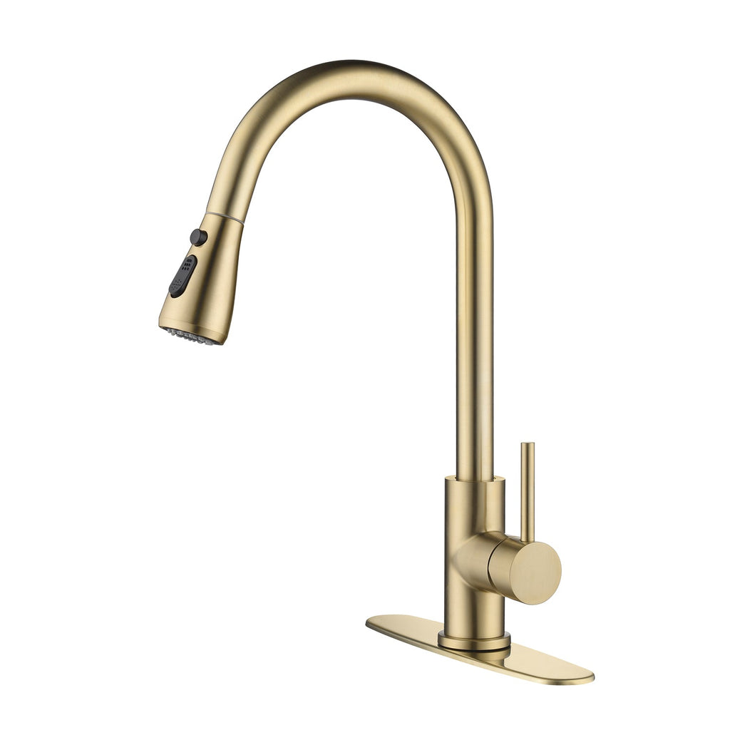 Single Handle Stainless Steel Kitchen Sink Faucet with Pull Down Sprayer