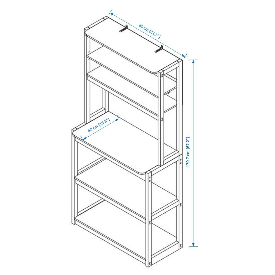 31.5' White and Black color 5-Tier Bakers Rack for Kitchen with Storage, Coffee Bar, Kitchen Shelves,  Microwave Stand