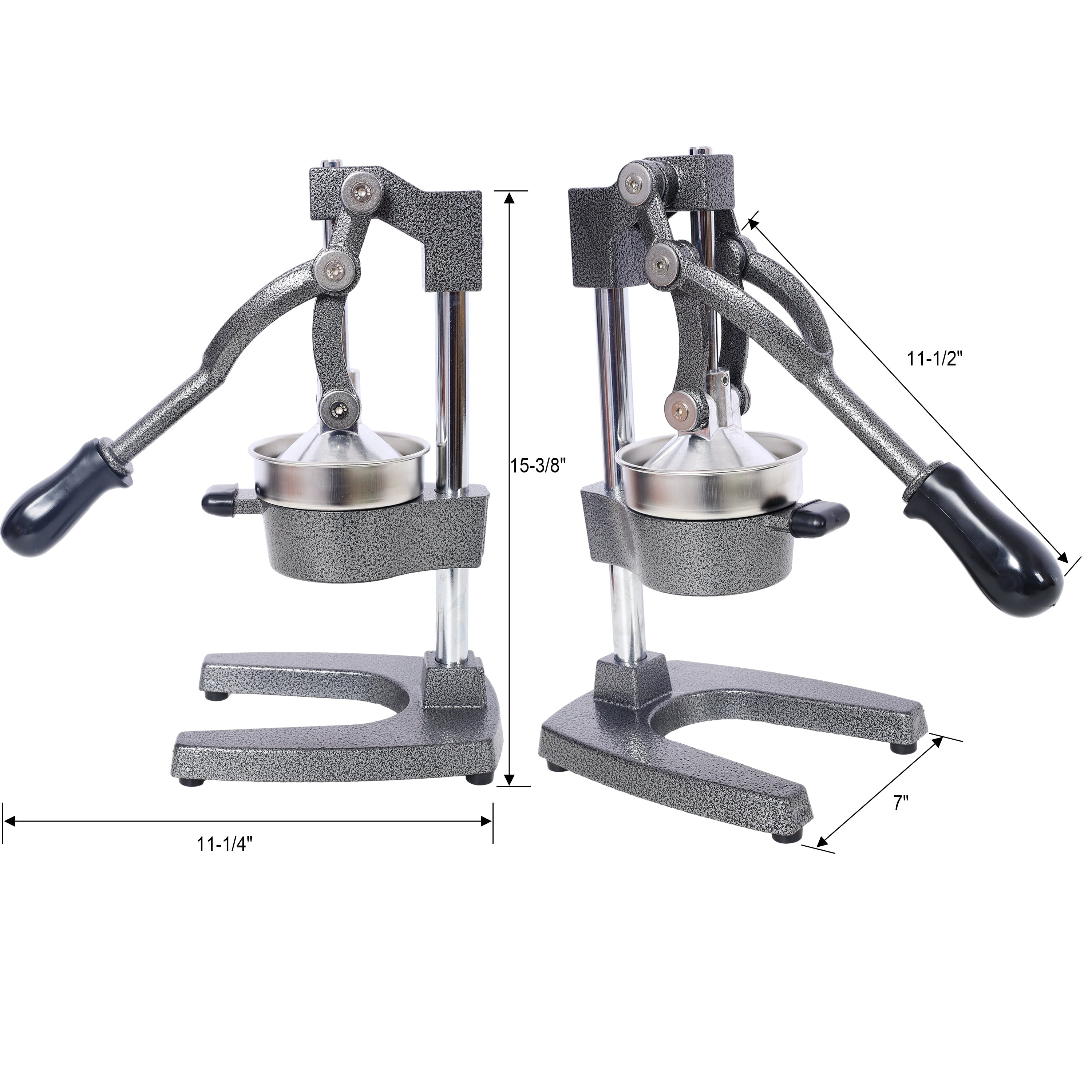 Cast Iron Citrus Juicer , Extra-Large Commercial Grade Manual Hand Press , Heavy Duty Countertop Squeezer for Fresh Orange Juice  ,grey color