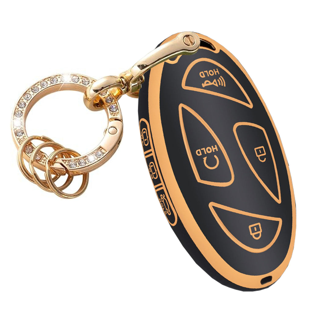 TAPAYICA Hyundai Key Fob Cover 7Buttons Black-Gold for Ioniq 6 Grandeur GN7 KONA