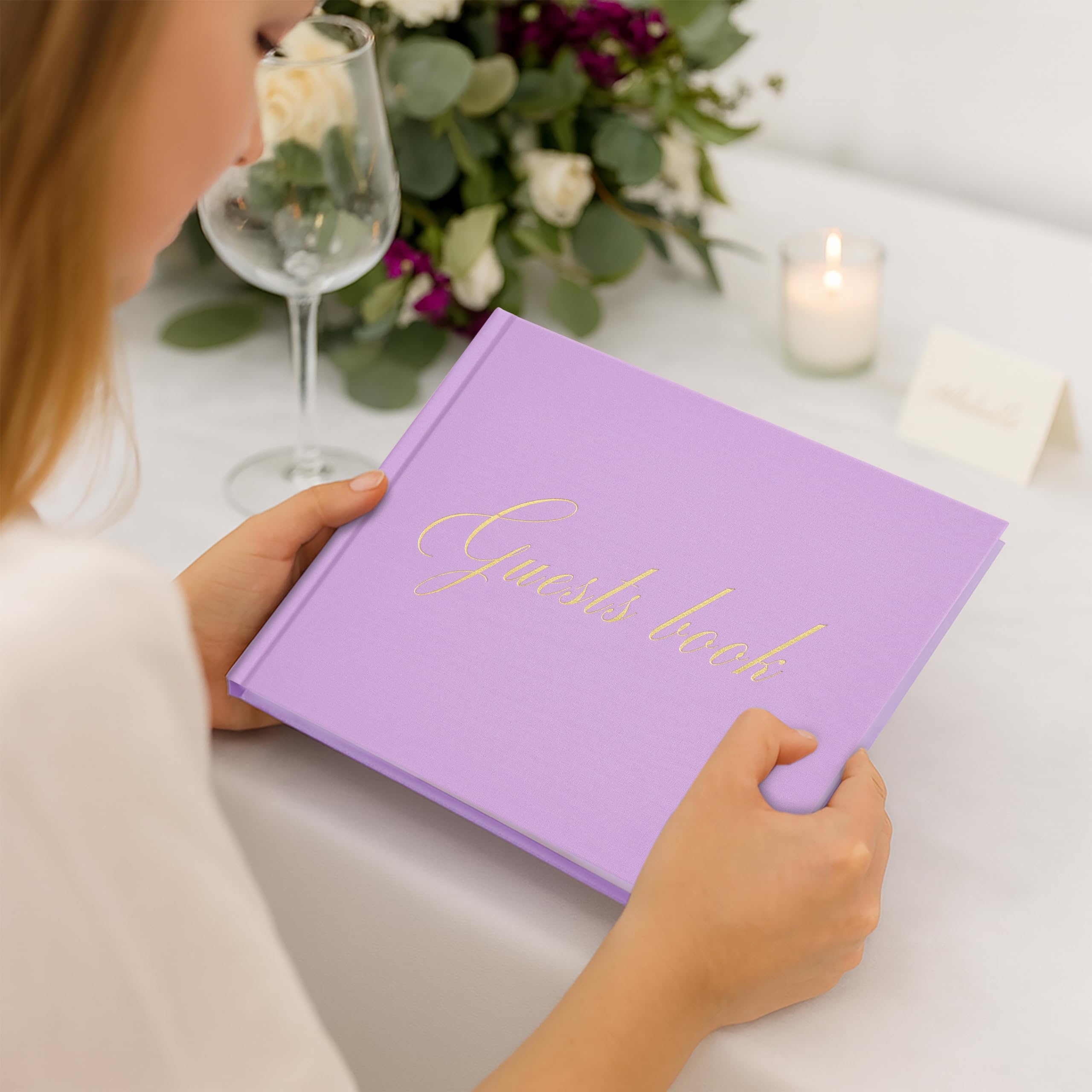 &And Per Se Purple Wedding Guest Book Hardcover Memory Keepsake Album