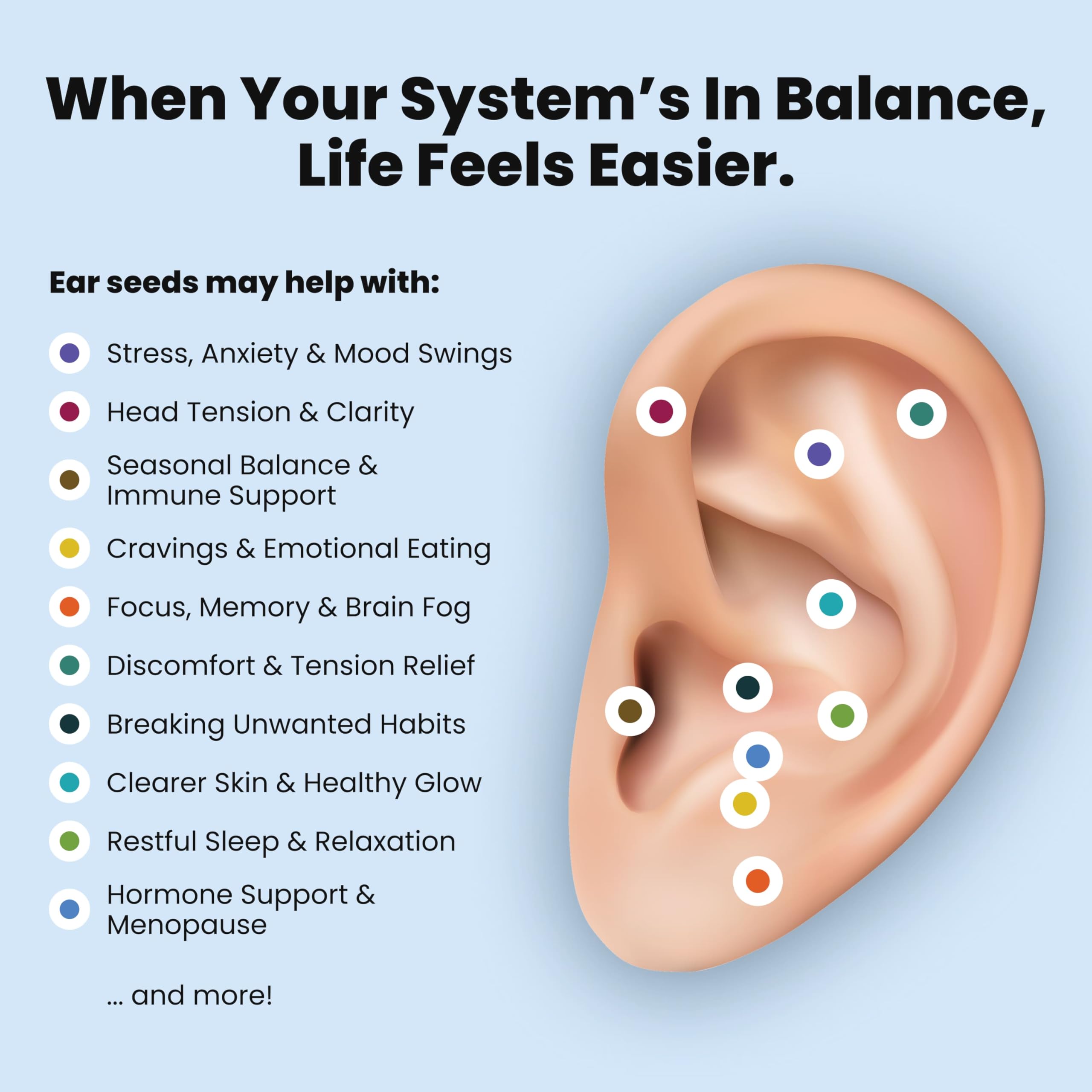 CalmPops Acupressure Ear Seeds Kit 24K Gold Plated 60 Units Immune Digestive
