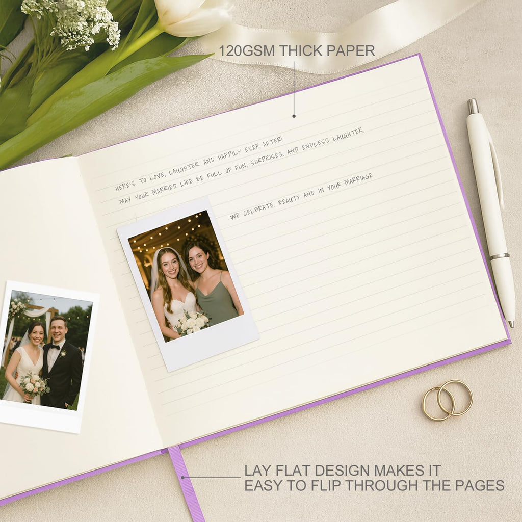 &And Per Se Purple Wedding Guest Book Hardcover Memory Keepsake Album