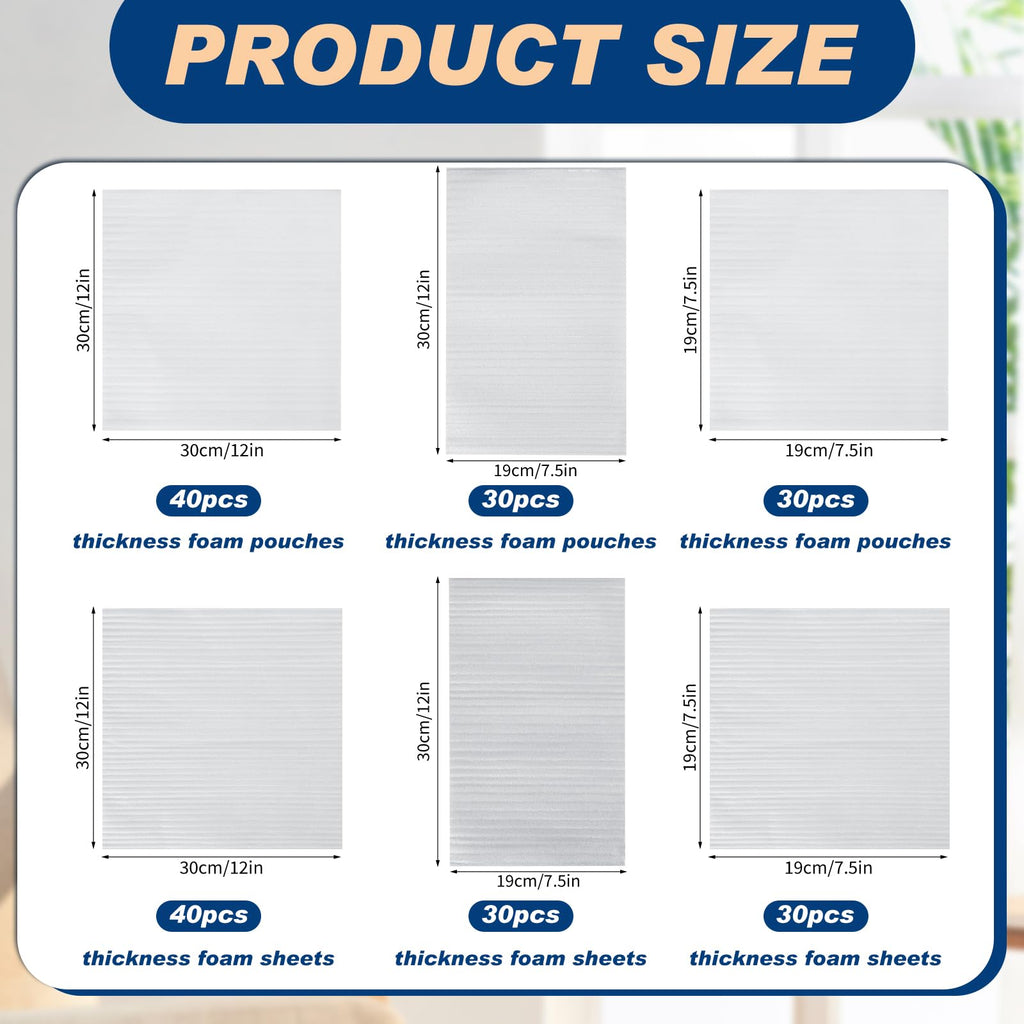 Berlune 200pcs Foam Sheets Packing Cushioning Supplies 7.5x7.5,7.5x12,12x12