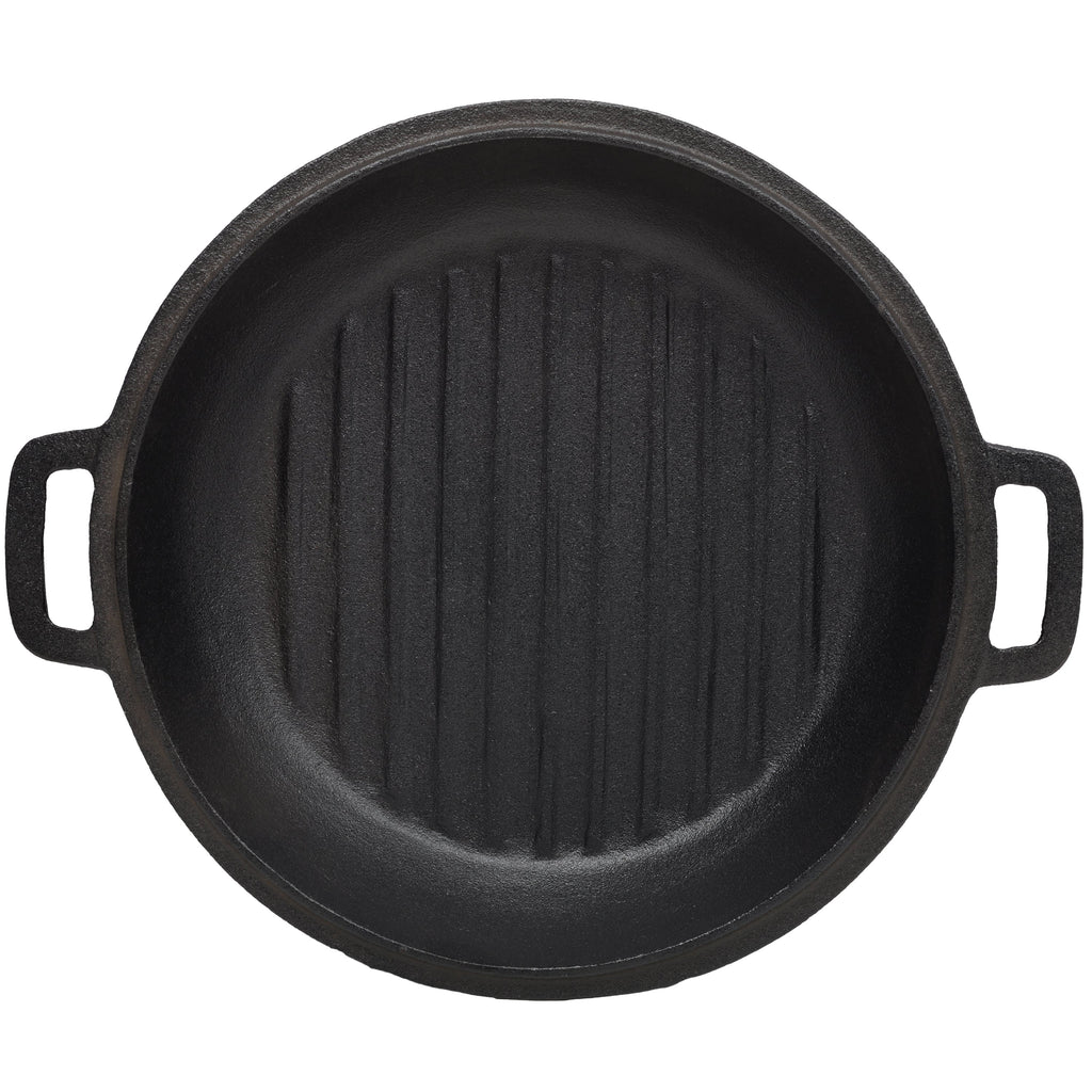3 in 1 Pre-Seasoned Cast Iron Dutch Oven, Outdoor Camping Deep Pot, 5 Quart. Cover As A Skillet with Ribbed Bottom Design. With 1PC Iron Pot Rack, 1PC Lid Lifter.