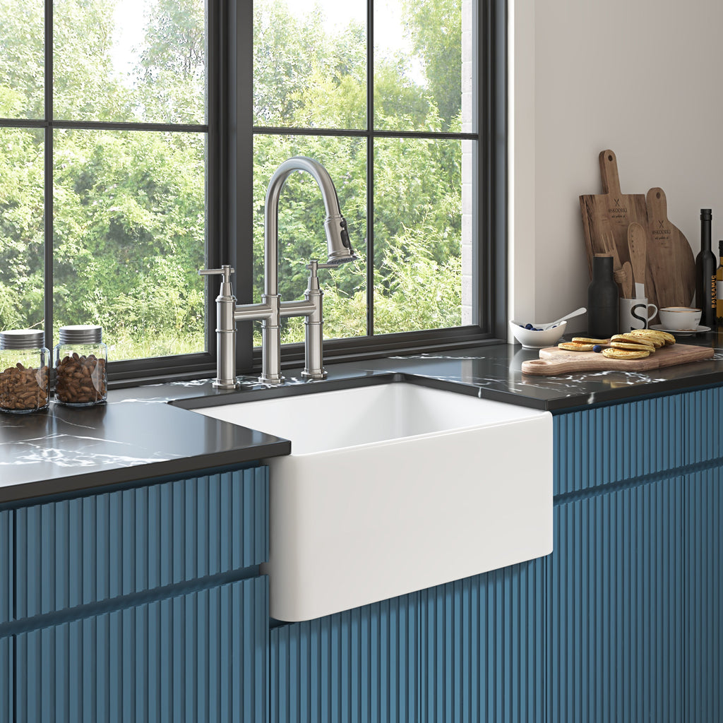 White Farmhouse Sink Deep Apron Sink Undermount Farmhouse Kitchen Sink Single Farm Sink