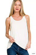 Zenana Flowy Hem Rayon Sleeveless Tank Top