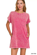 Zenana Premium Cotton Washed T-Shirt Dress