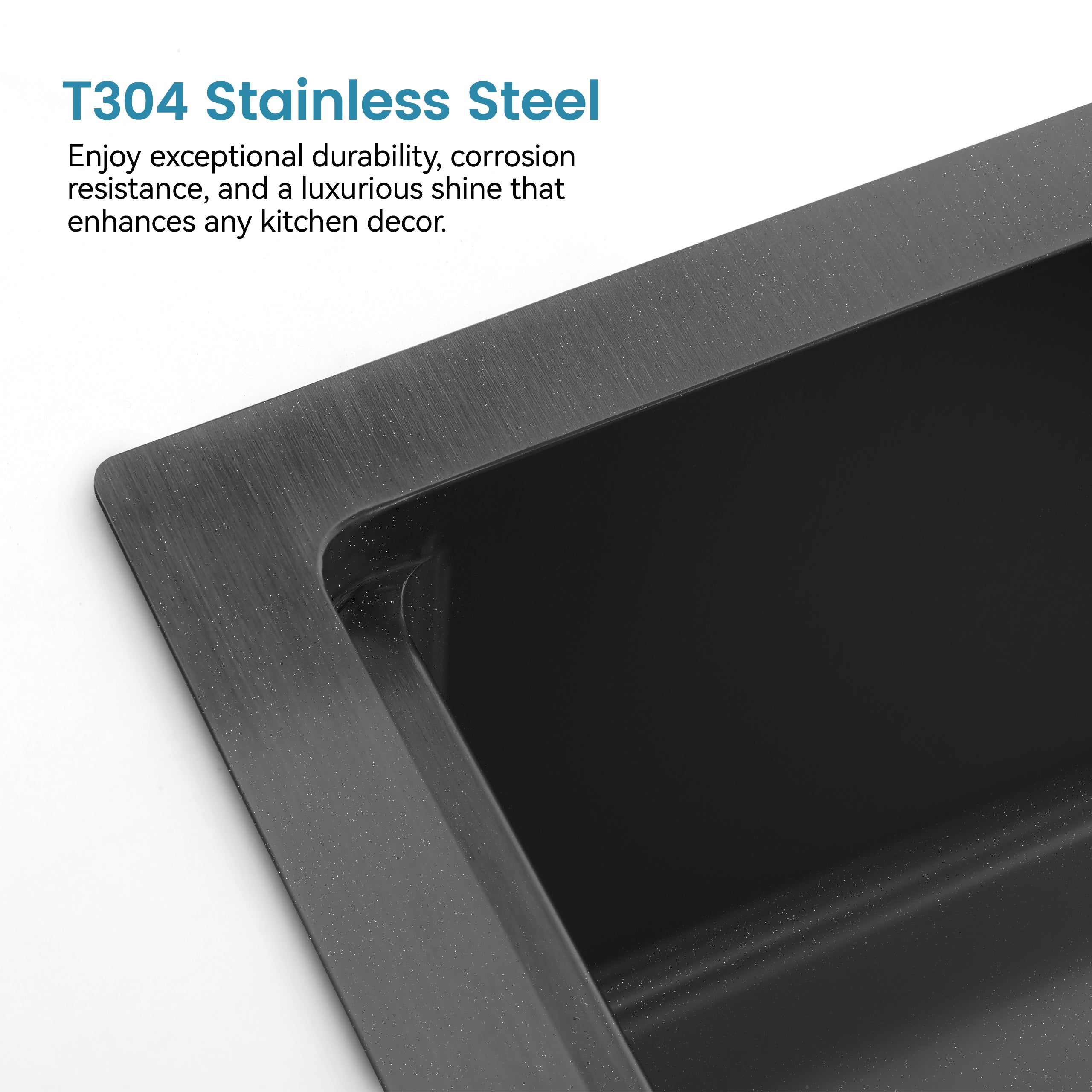 Stainless Steel Kitchen Sink, 33″x22″ Single Bowl, Overmount Handmade Sink in Black, with Cutting Board, Colander, Grid, SS-BL-01