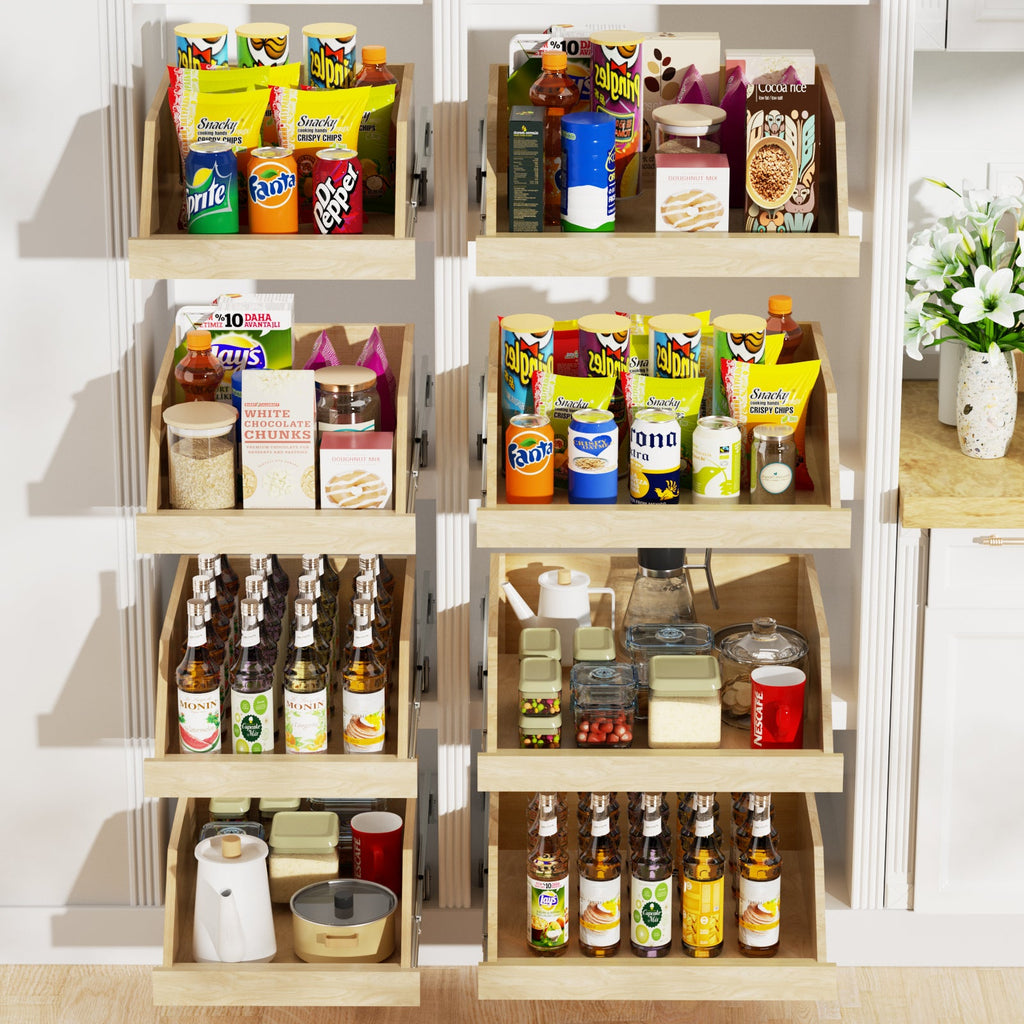 Pull Out Cabinet Organizer High Drawer 16½' W x 21' D Hard Close Wood Slide Out Shelves Cabinet Storage and Organizer with Full Extension Rail Slides Pull Out Drawer for Kitchens Cabinet Pantry