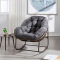 Outdoor Rattan Rocking Chair,Padded Cushion Rocker Recliner Chair Outdoor for Front Porch, Living Room, Patio, Garden, Grey