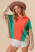 BiBi Colorblock Exposed Seam French Terry Sweatshirt