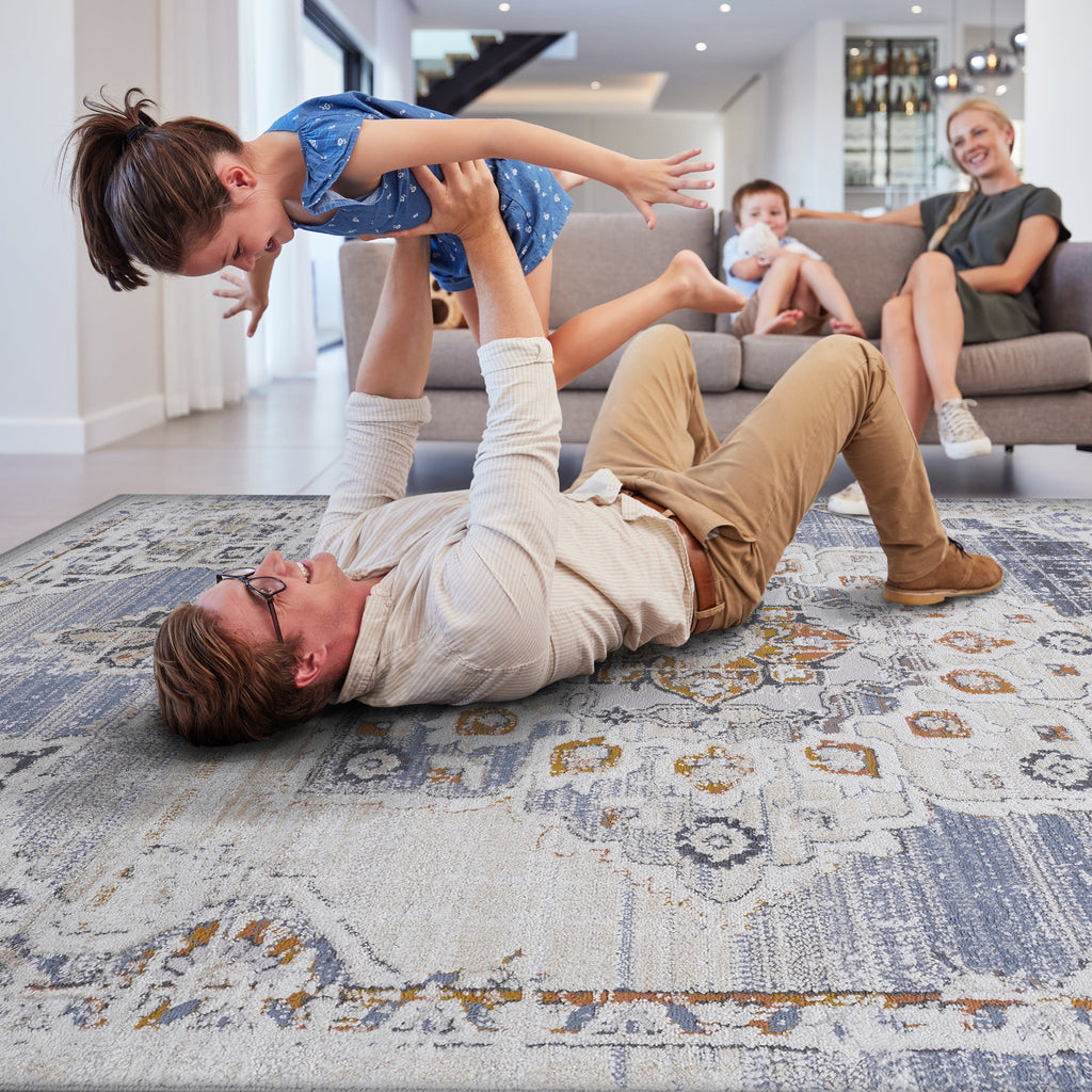 NAAR PAYAS Collection 8X10 Cream / Gold / Medallion Area Rug