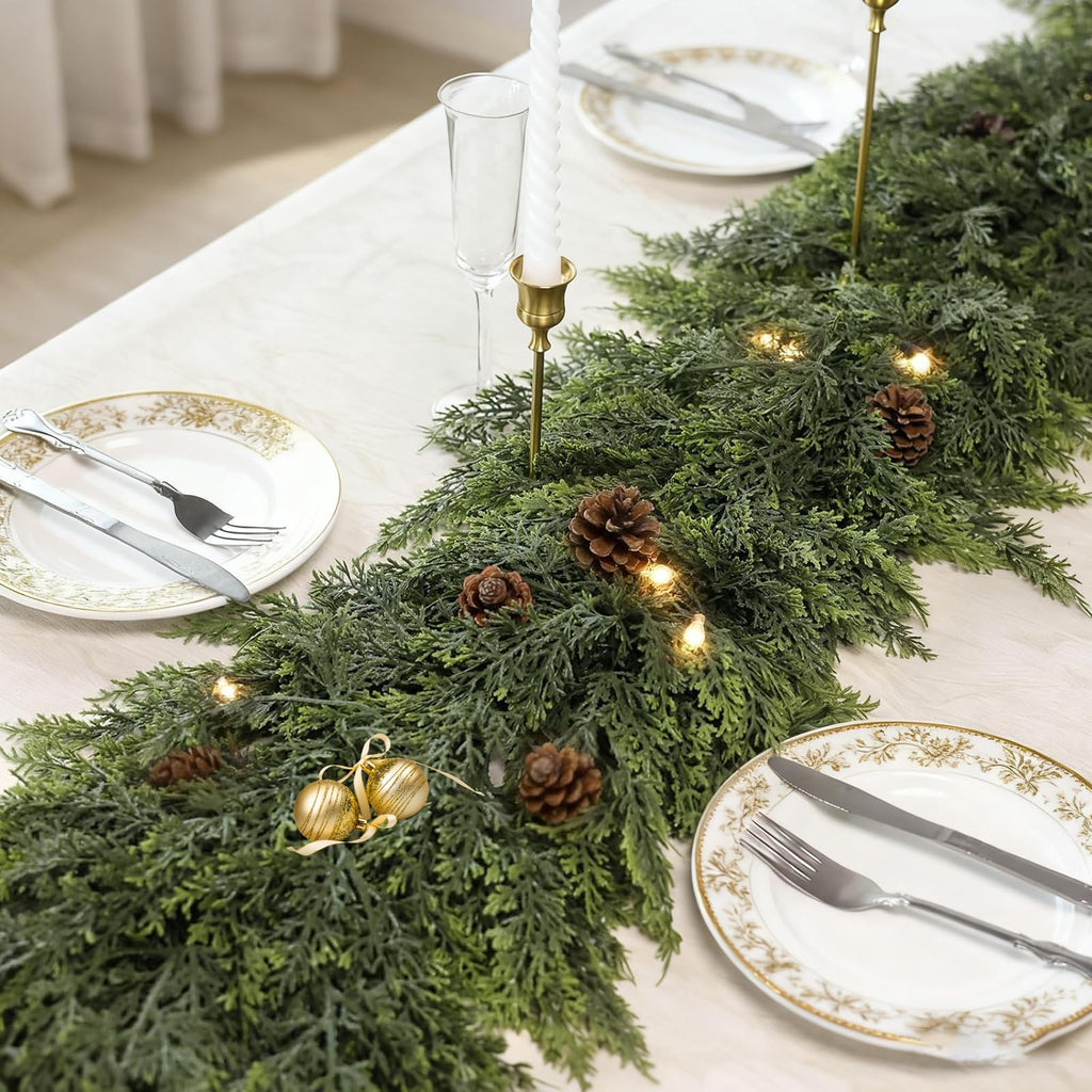 ESTABA 6FT Real Touch Cedar Garland Artificial Green Pine Christmas Decor