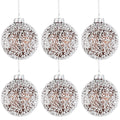 Soulchen 6 Pcs Vintage Metallic Glass Christmas Tree Ornaments 3.15in Brown