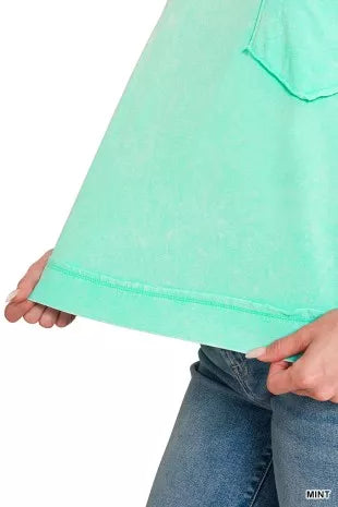 Zenana Acid Washed Round Neck Short Sleeve Oversized T-Shirt