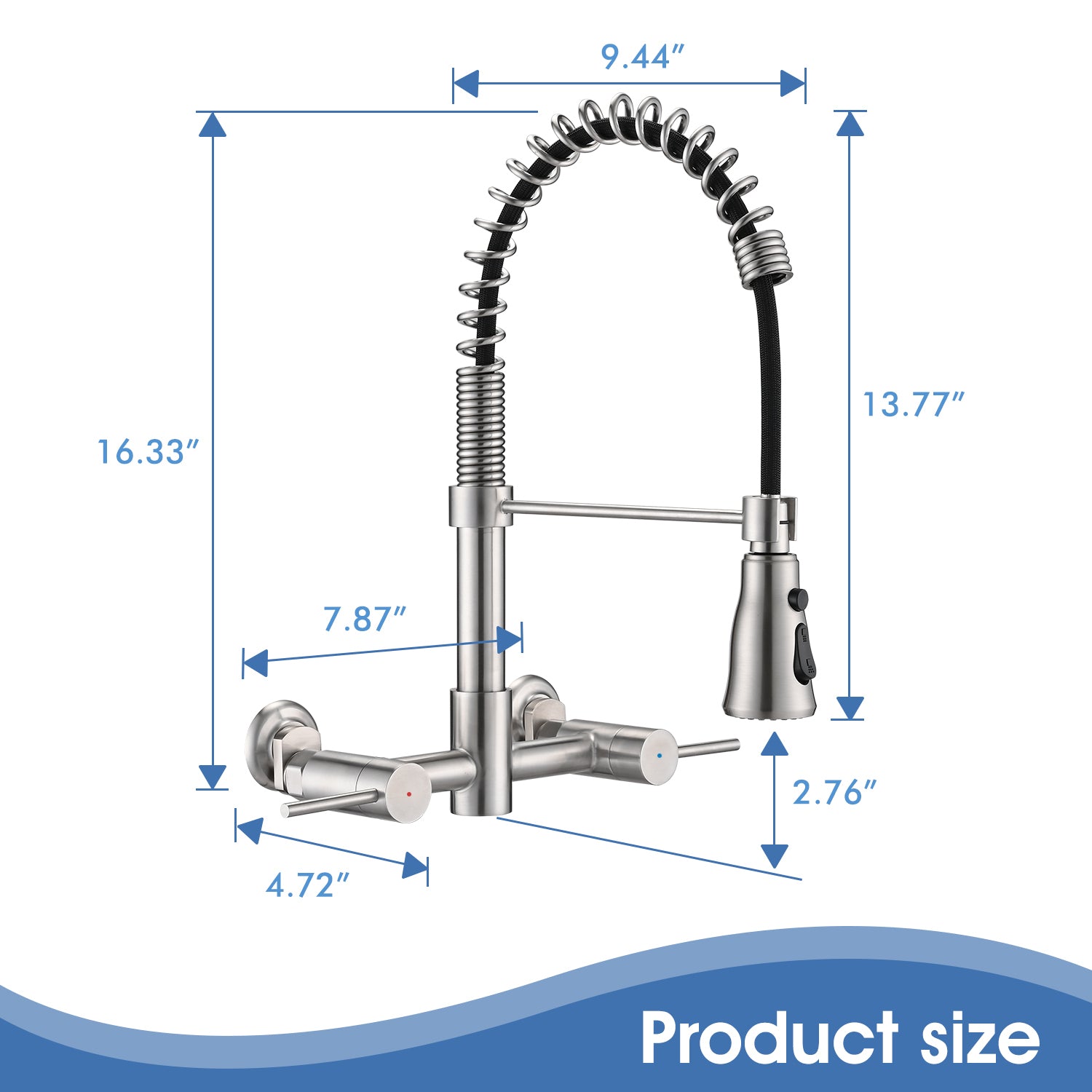 3 Functions Wall Mounted Bridge Kitchen Faucet