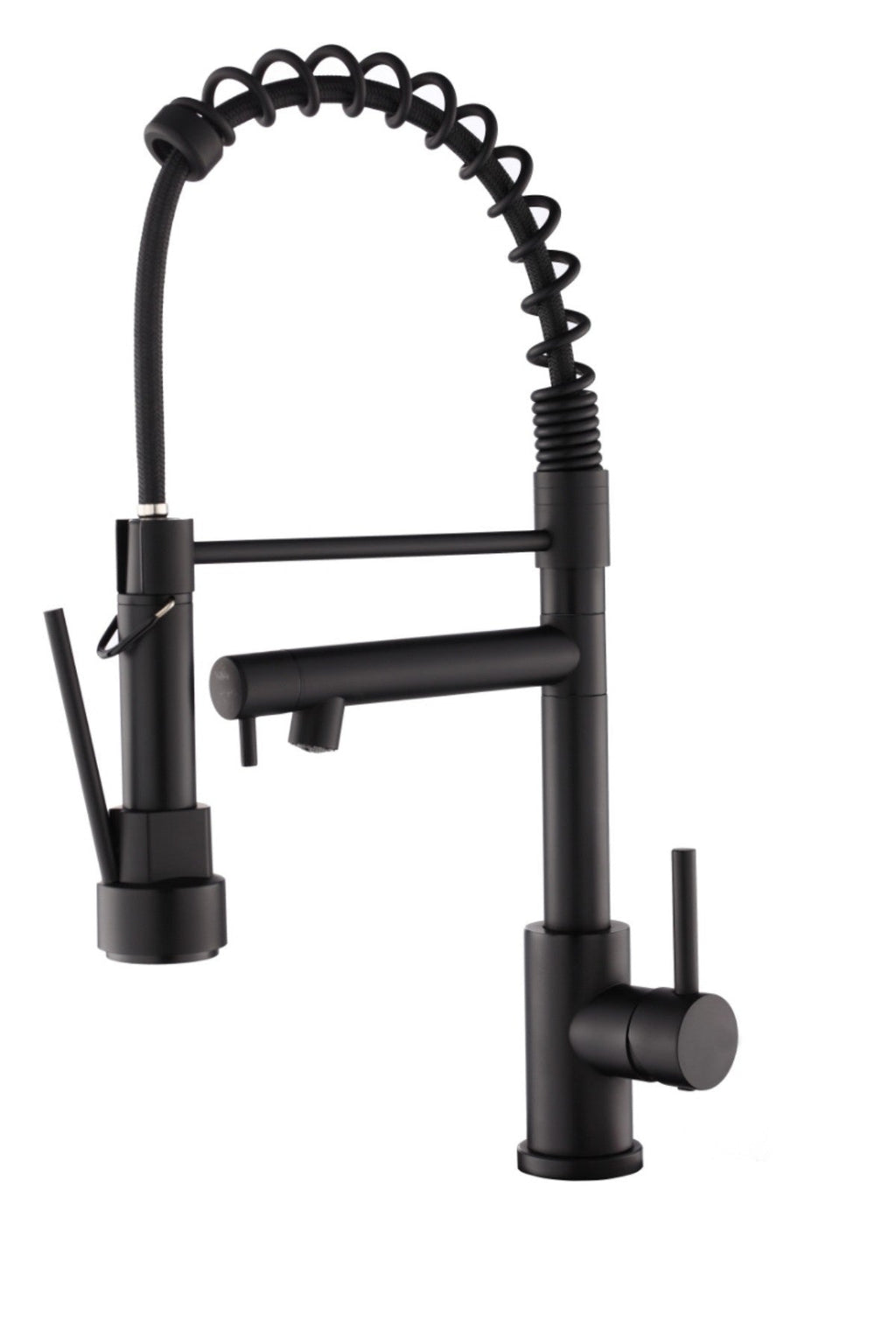 Kitchen Faucet with Pull Down Sprayer, Touch On Single Handle 2- Function Stainless Steel Spring Neck, Single Hole Installation for Residential, Commercial, RV, Bar & More, Matte Black