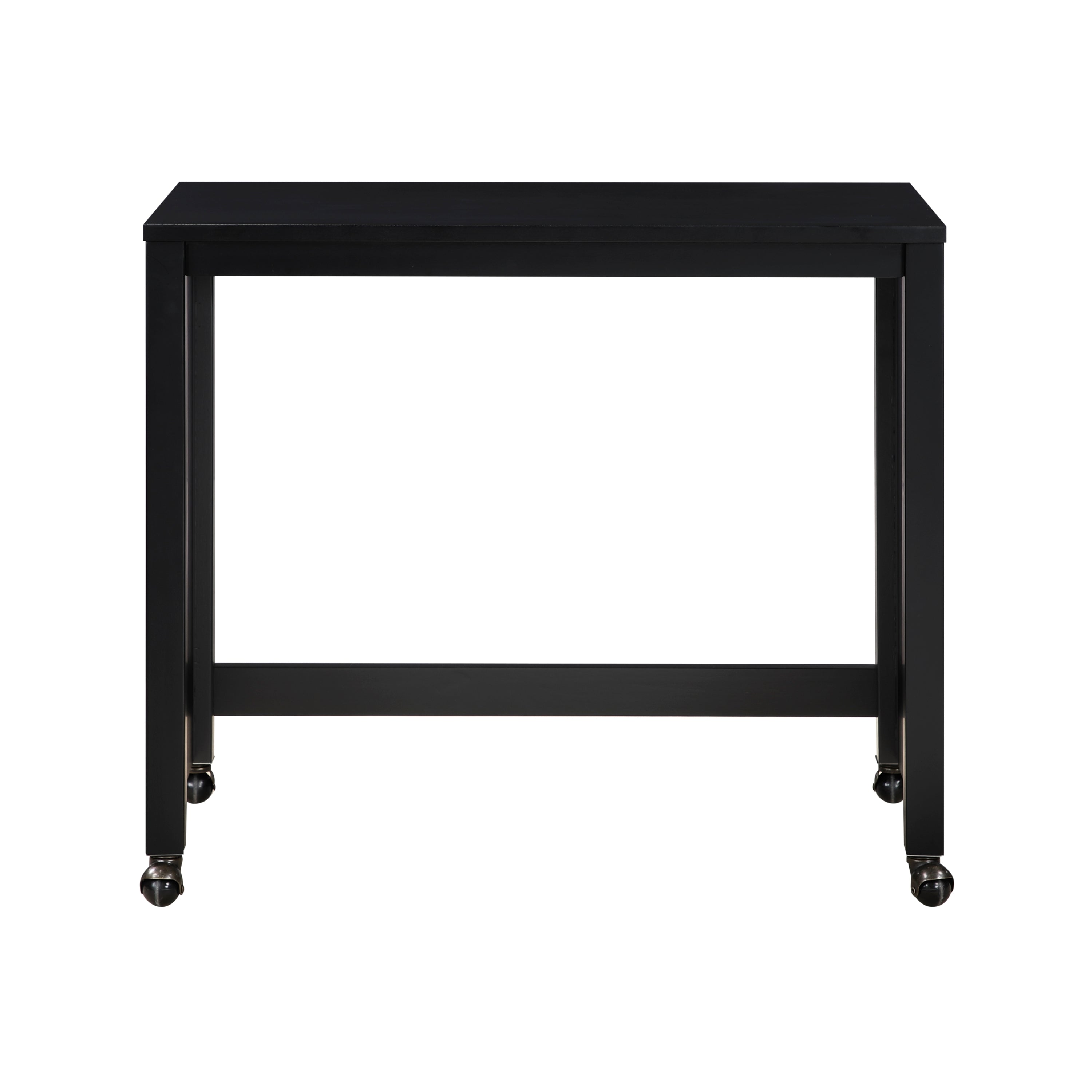 Desks and Stool Set 3pc Black Finish Rolling Desk with Casters, 2 Charging ports Home Office Furniture