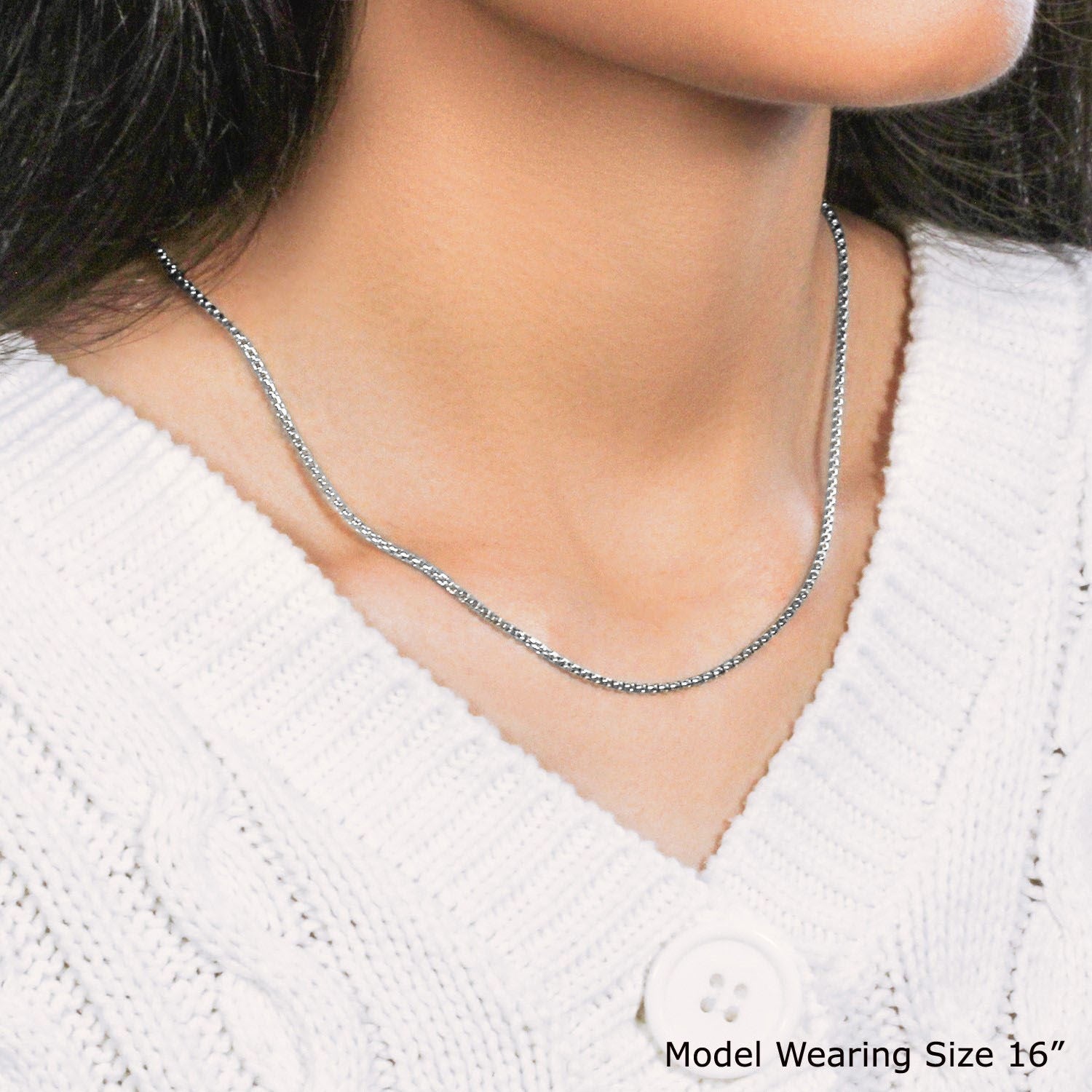14k White Gold Round Box Chain (1.8 mm)