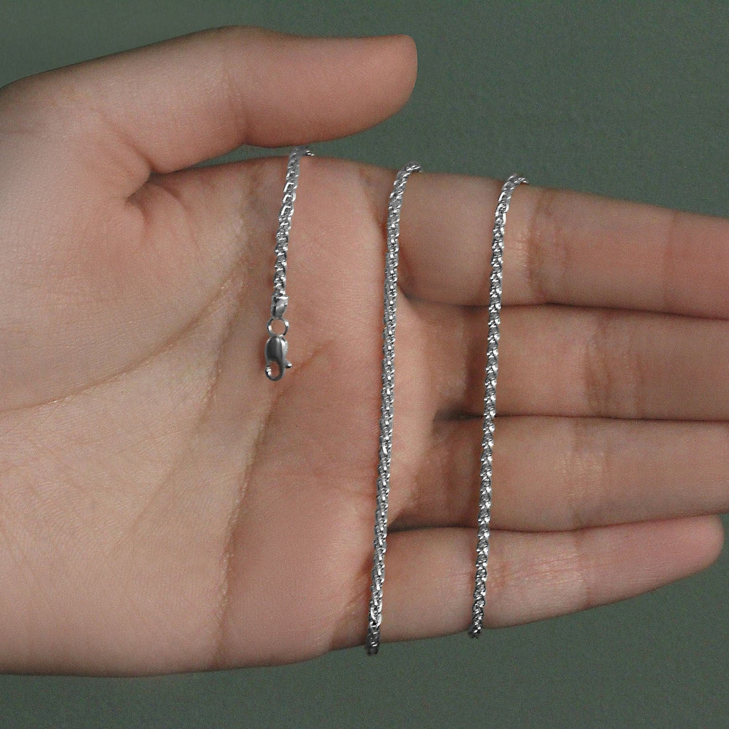14k White Gold Round Wheat Chain (2.1 mm)