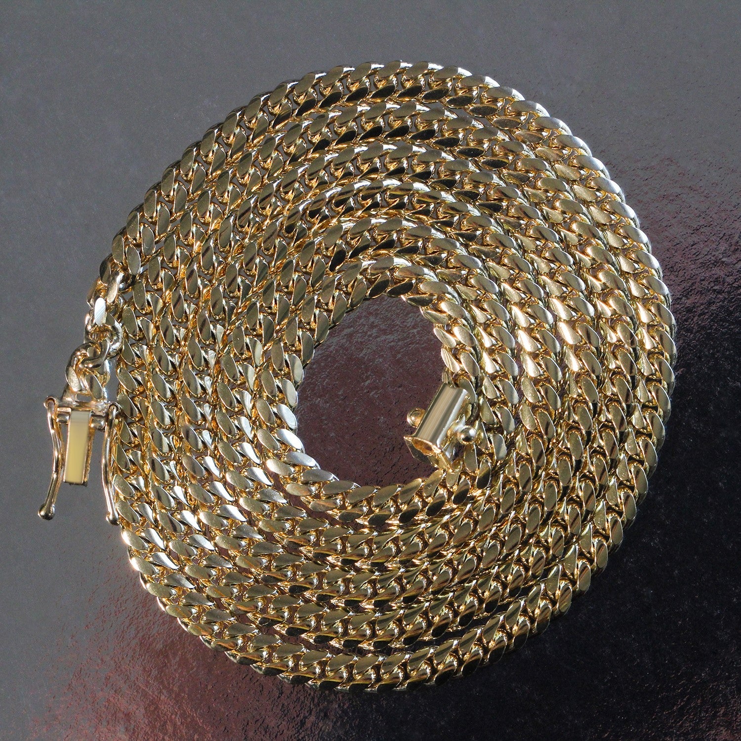 4.0mm 14k Yellow Gold Classic Solid Miami Cuban Chain