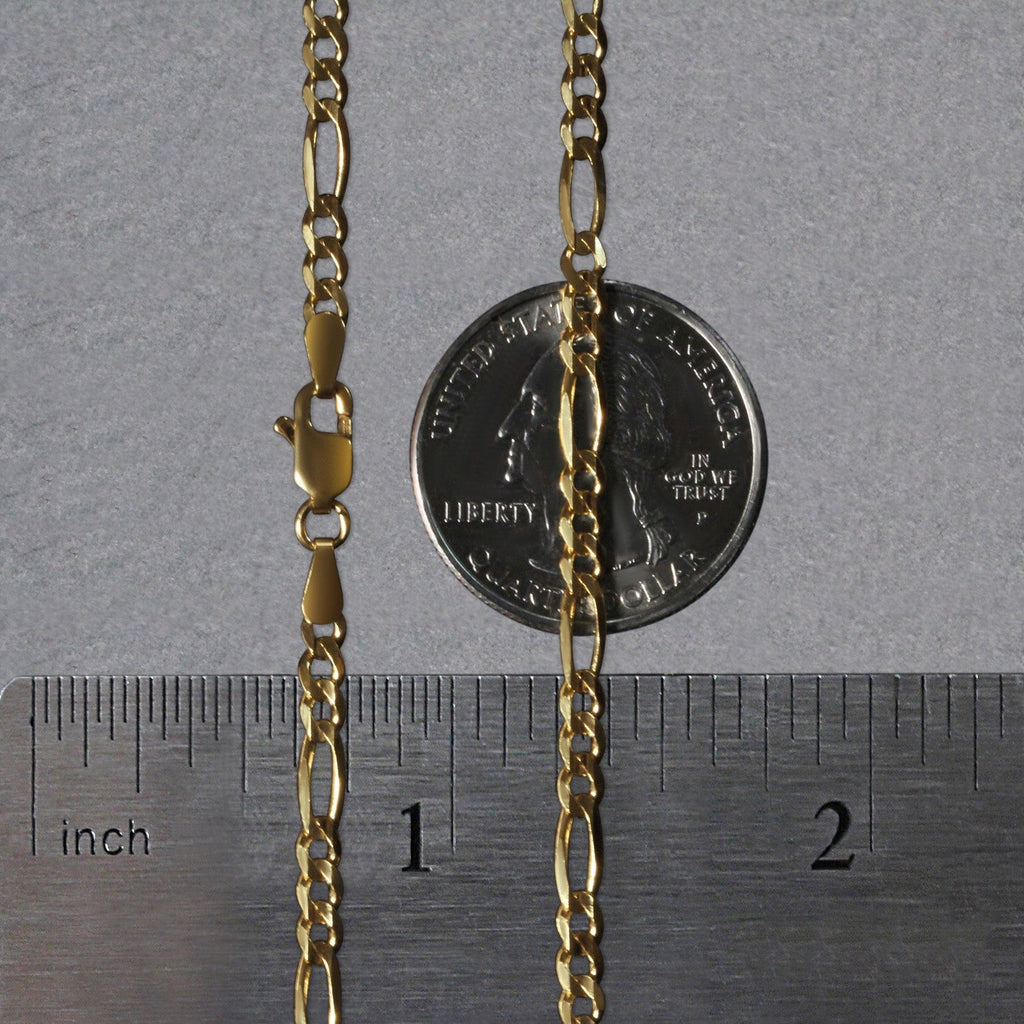 14k Yellow Gold Solid Figaro Chain (3.00 mm)