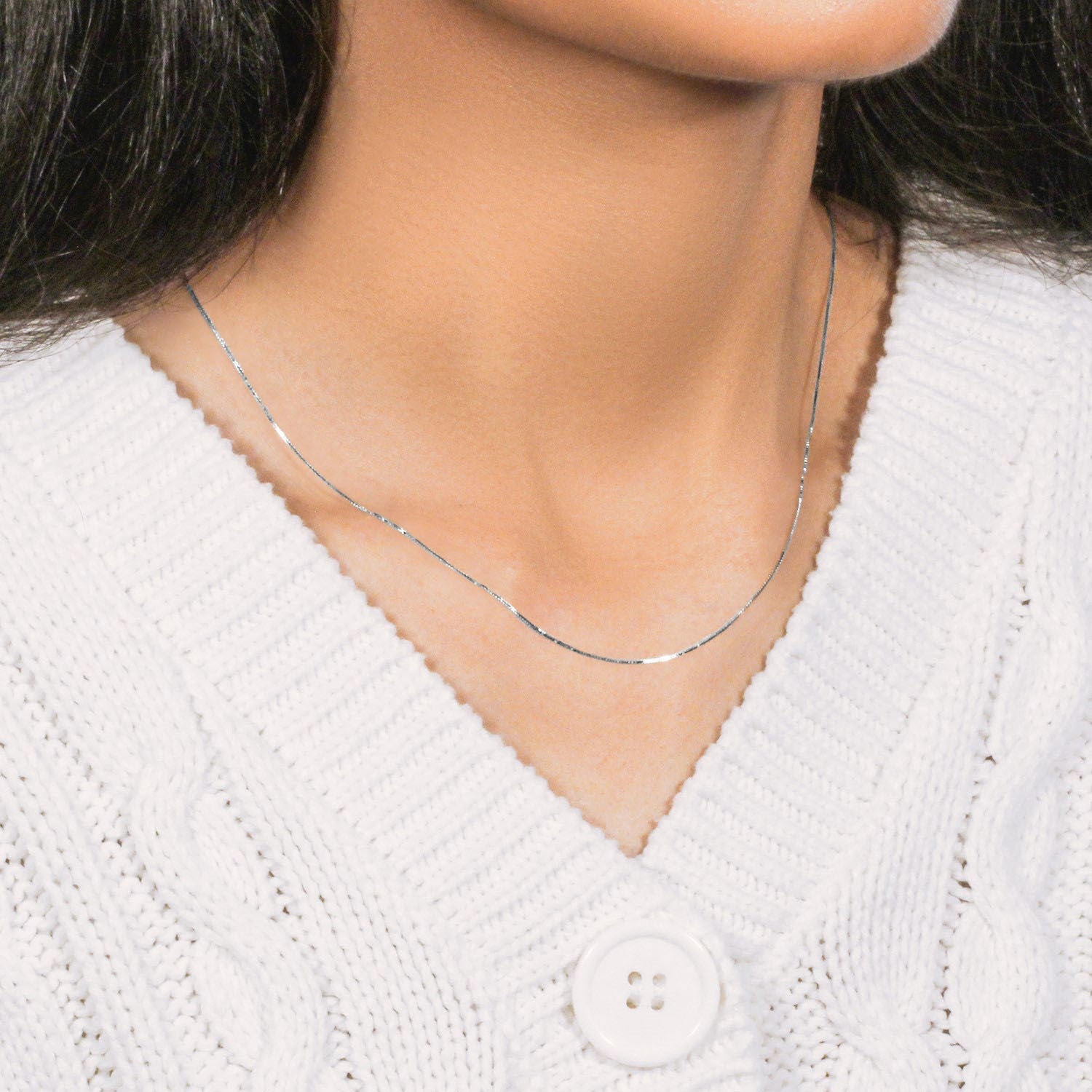 18k White Gold Box Chain 0.6mm (0.60 mm)