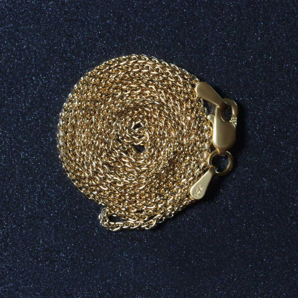14k Yellow Gold Diamond Cut Round Wheat Chain (1.20 mm)