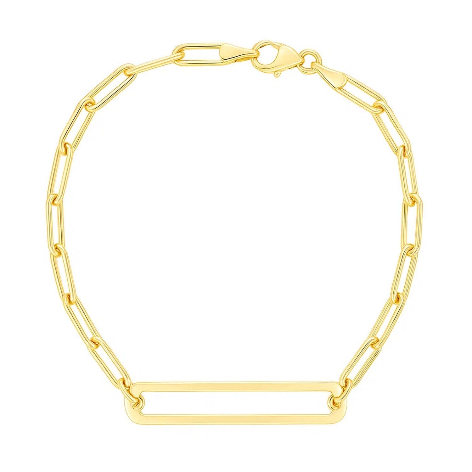 14k Yellow Gold High Polish Open Curved Paperclip Bracelet (3.30 mm)