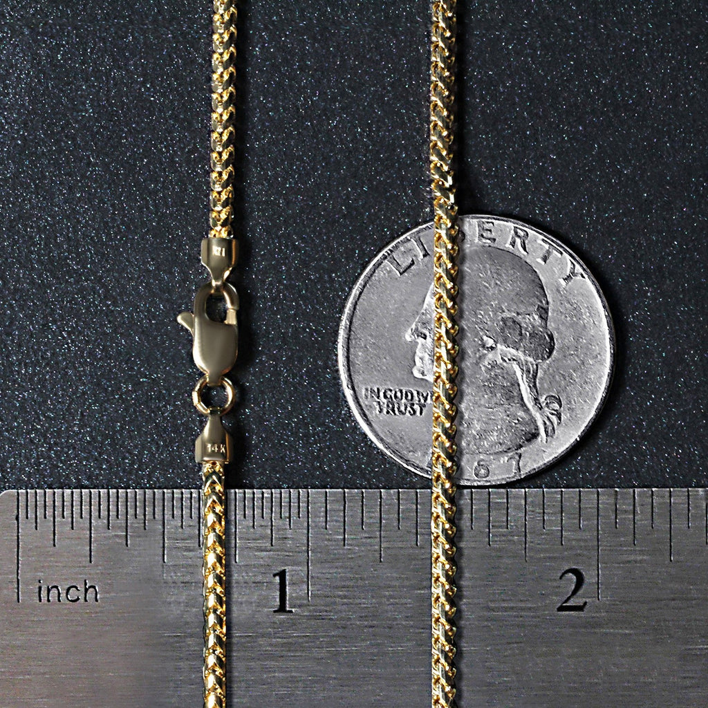 14k Yellow Solid Gold Diamond Cut Round Franco Chain (2.20 mm)