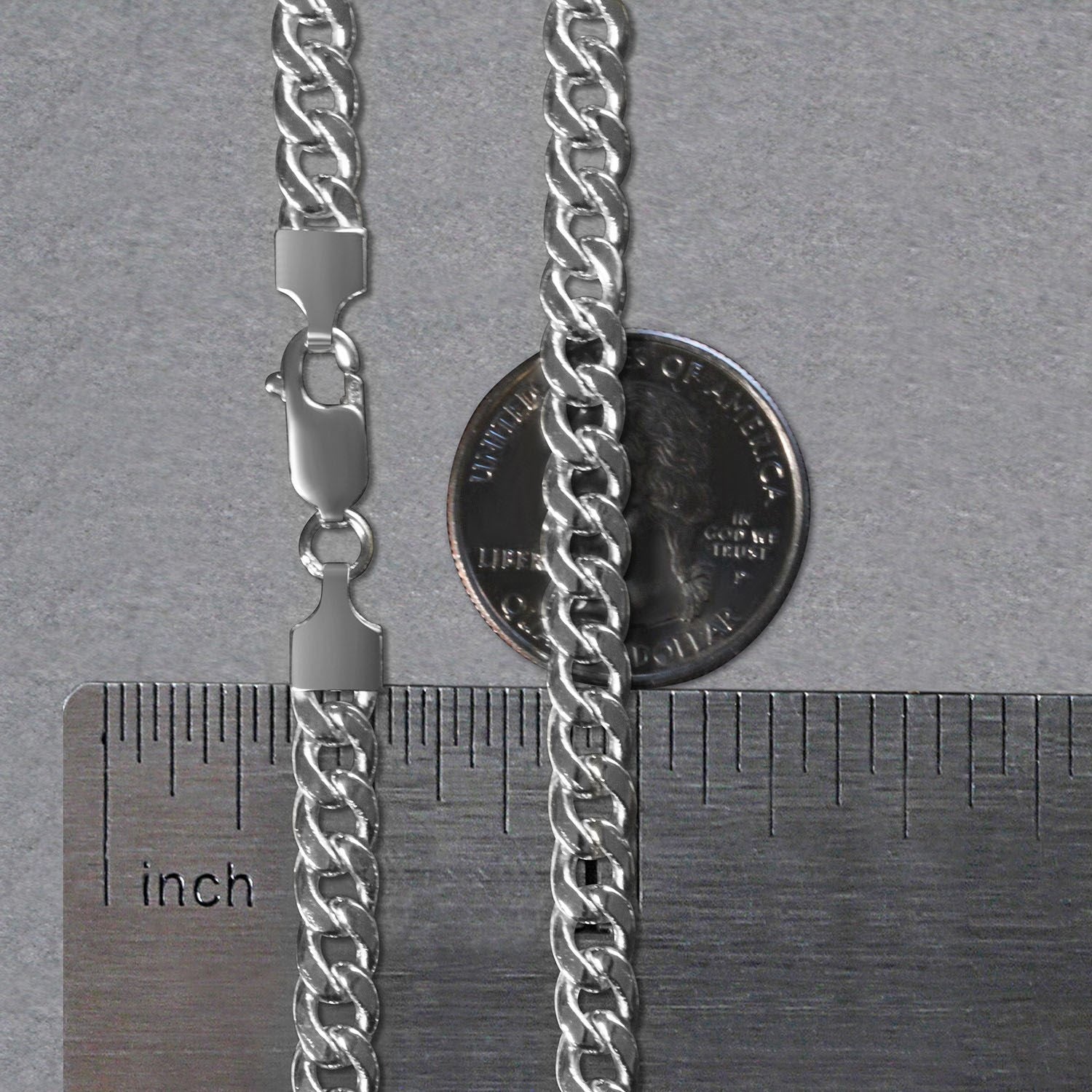 14k White Gold Miami Cuban Semi Solid Chain (5.50 mm)