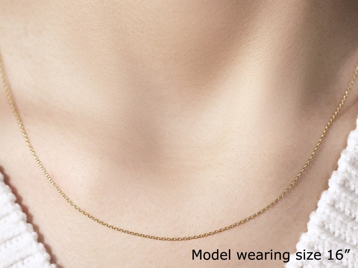 18k Yellow Gold Round Cable Link Chain (0.97 mm)