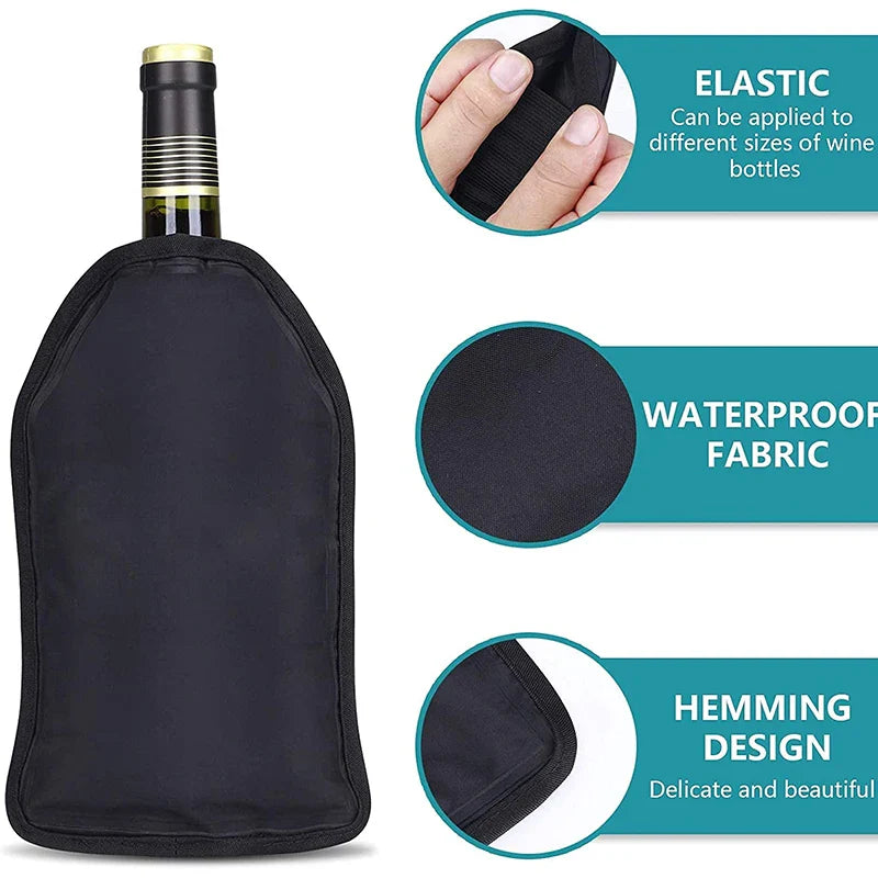 Gel Wine Cooler Sleeve Insulated Bottle Chiller for Wine, Champagne & Beer, Portable Picnic and Bar Ice Pack Sleeve