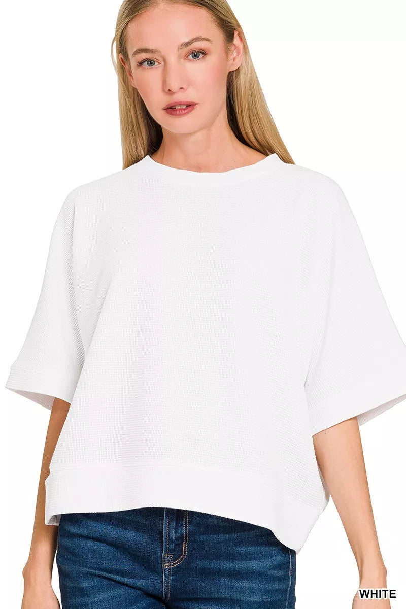 Zenana Double Knit Banded Bottom Short Sleeve Top