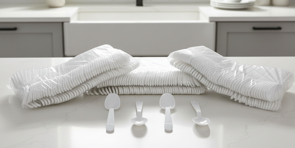 Royalty White X-Heavy Weight PP Tea Spoon, 10 Sleeves of 100 Tea Spoons (1000/cs)