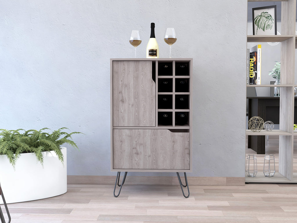 Sheffield L Bar C, Two Cabinet, Hairpin Legs, Eight Cubbies For liquor