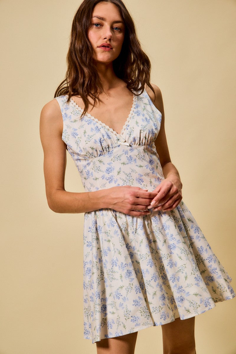 SO ME Froal Print Fit and Flare Dress