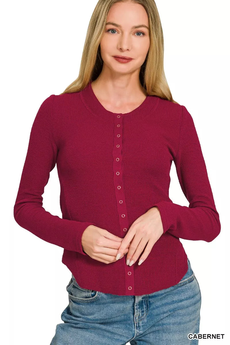Zenana Double Knit Snap Button Shirts
