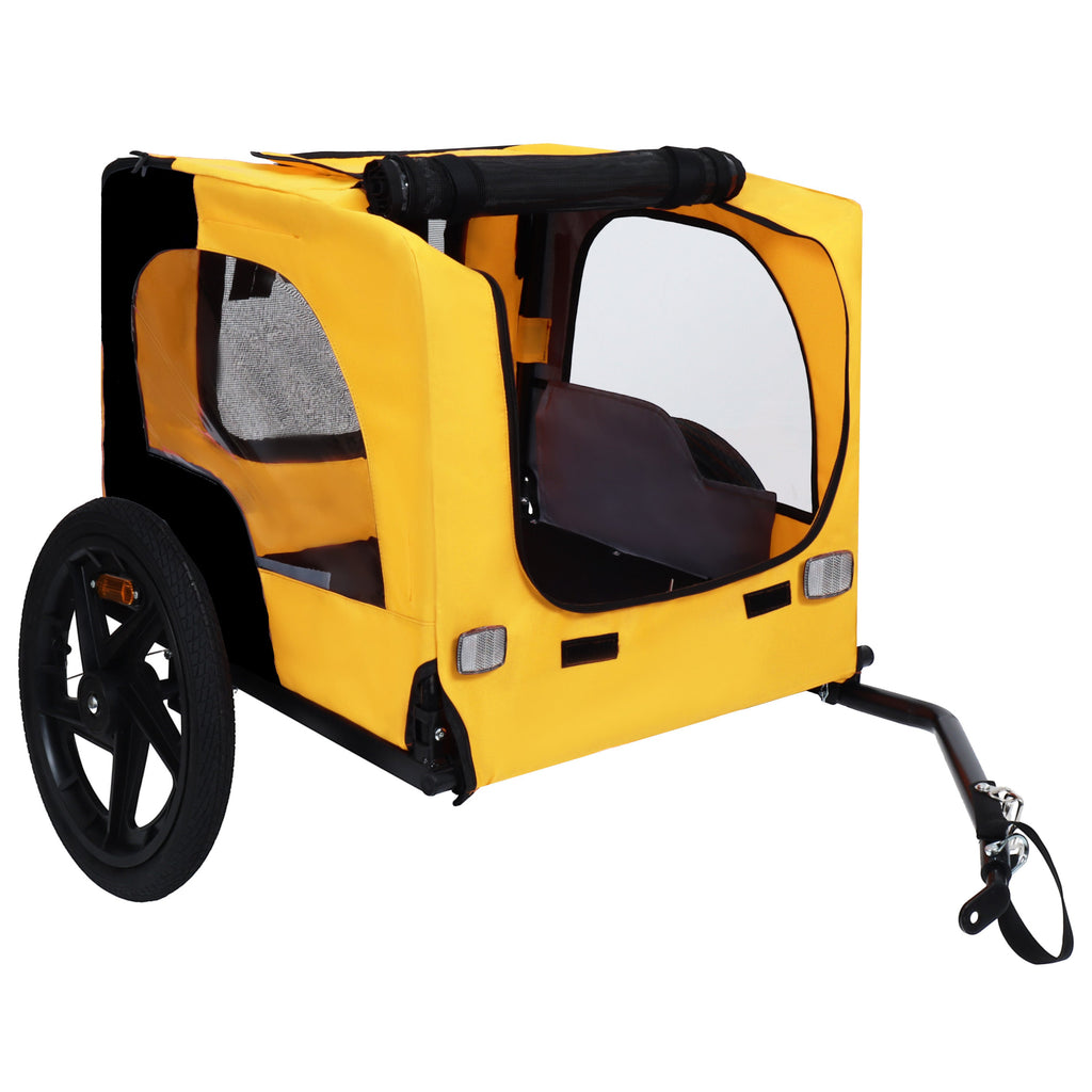 Pet Bike Trailer Dog Cart for Bicycle, Suitable for Small and Medium Pets, Easy Folding Cart Frame, Quick Release Wheel, Non-Slip Floor, Internal Leash